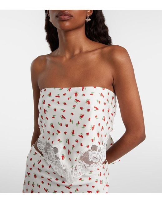 Posse White Fae Lace-Trimmed Printed Top