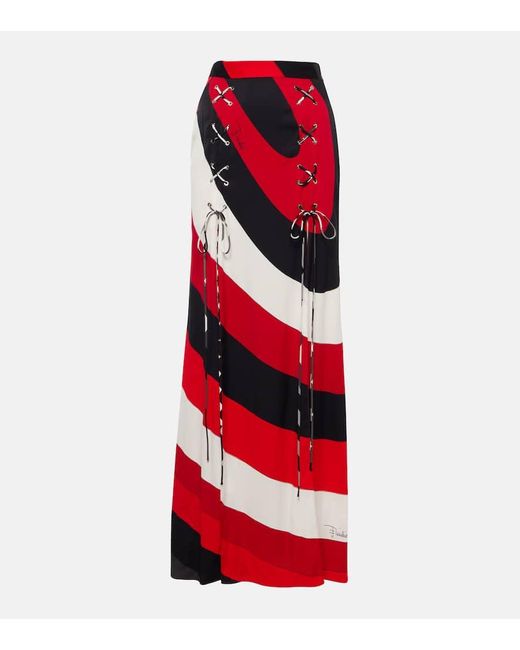 Emilio Pucci Red Iride-print Crepe Maxi Skirt