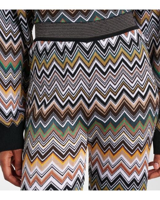 Pantaloni Flared A Zig-Zag A Vita Alta di Missoni in Gray
