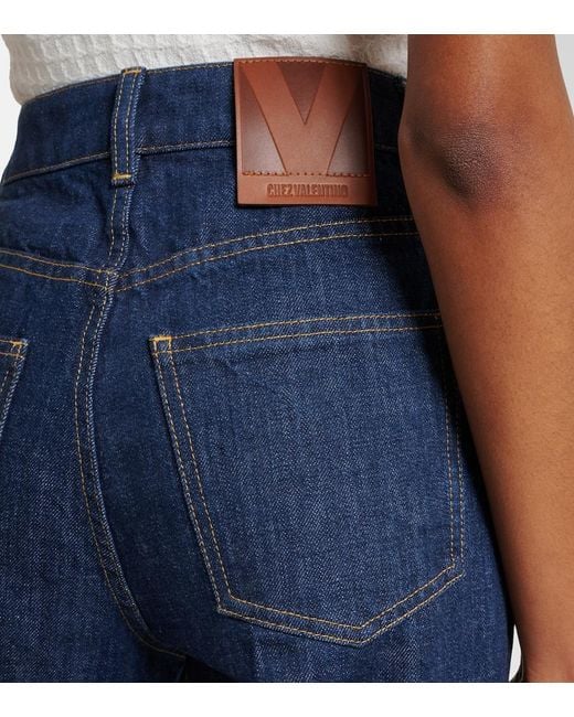 Valentino Blue High-Rise Straight Jeans