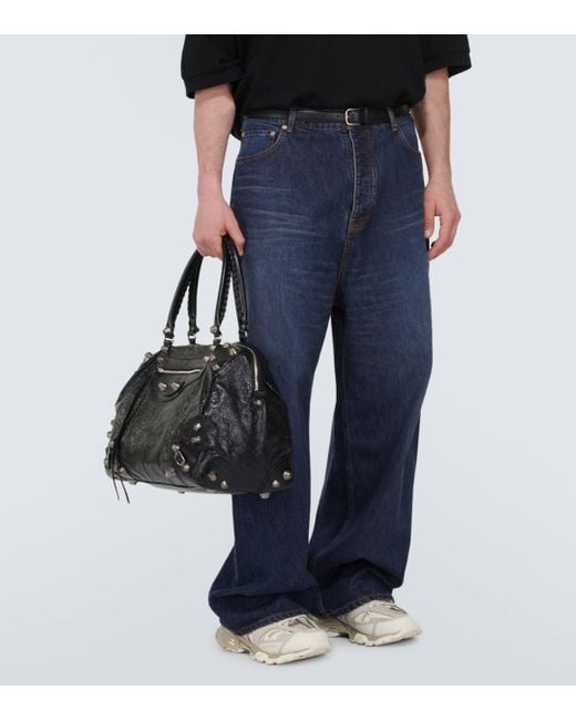 Balenciaga Black Le Cagole Leather Duffel Bag for men