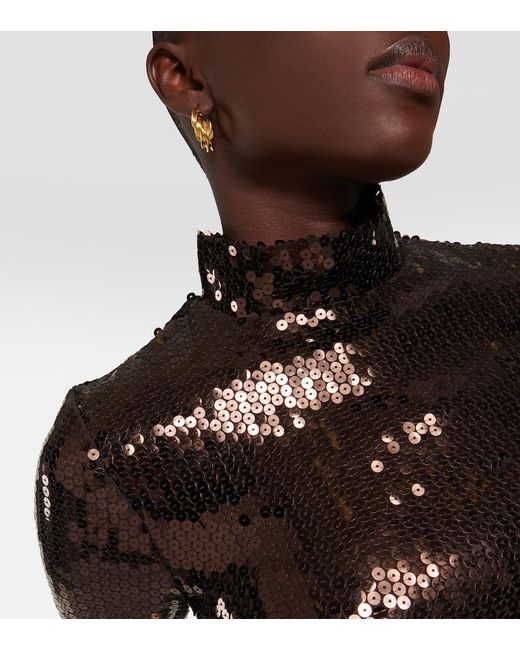 ‎Taller Marmo Brown Cherilyn Sequined Crop Top