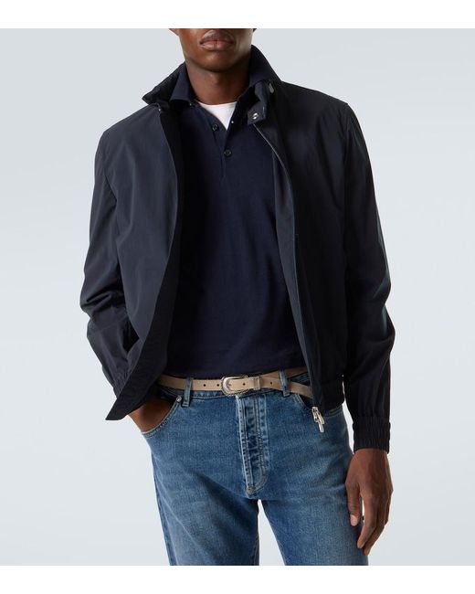 Brunello Cucinelli Blue Cotton Polo Sweater for men