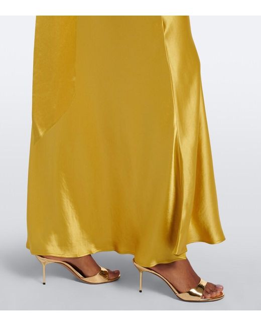 Staud Yellow Estelle One-Shoulder Satin Maxi Dress
