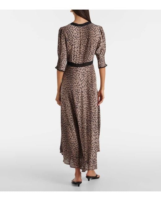 Rixo Natural Amina Printed Crepe De Chine Midi Dress