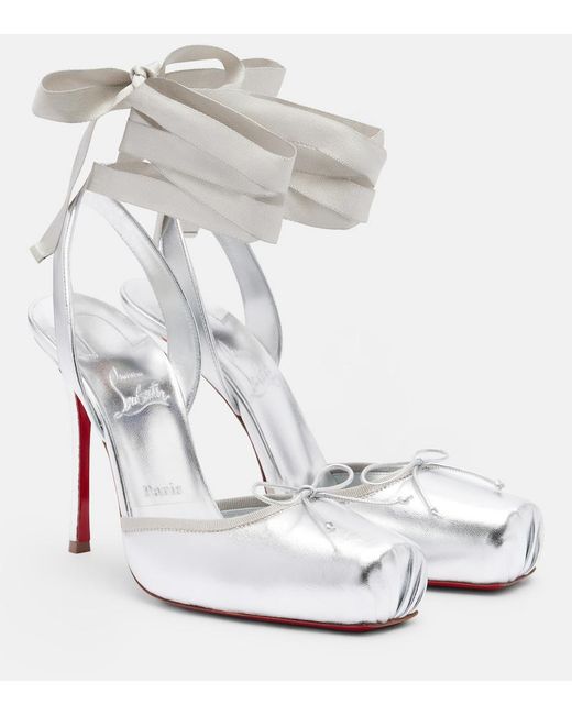 Christian Louboutin White Cassia Metallic Leather Pumps