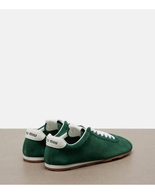 Miu Miu Green Plume Suede Sneakers