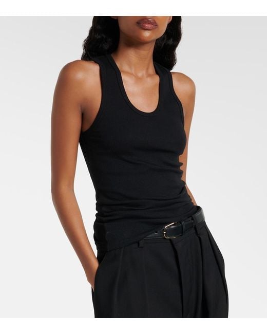 Wardrobe NYC Black Ribbed-Knit Cotton Jersey Tank Top