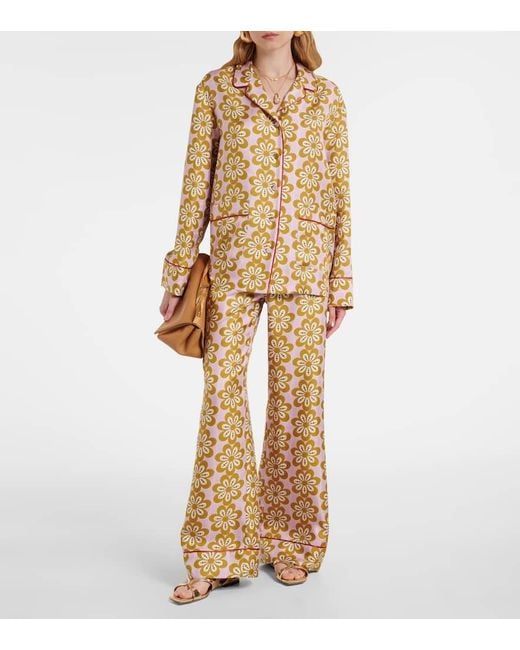 Pantalon De Pyjama En Soie A Fleurs LaDoubleJ en coloris Natural