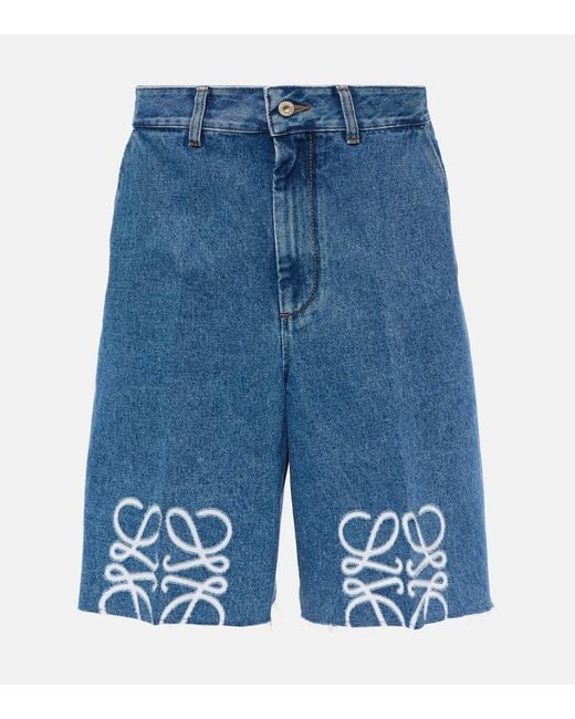 Loewe Blue Denim Anagram Shorts