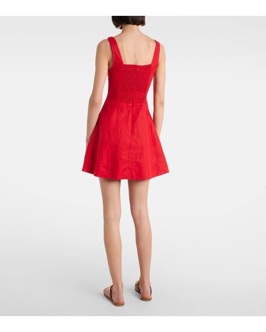 Faithfull The Brand Red Felice Linen Minidress