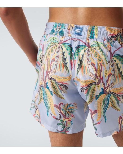 Etro Blue Printed Swim Trunks for men