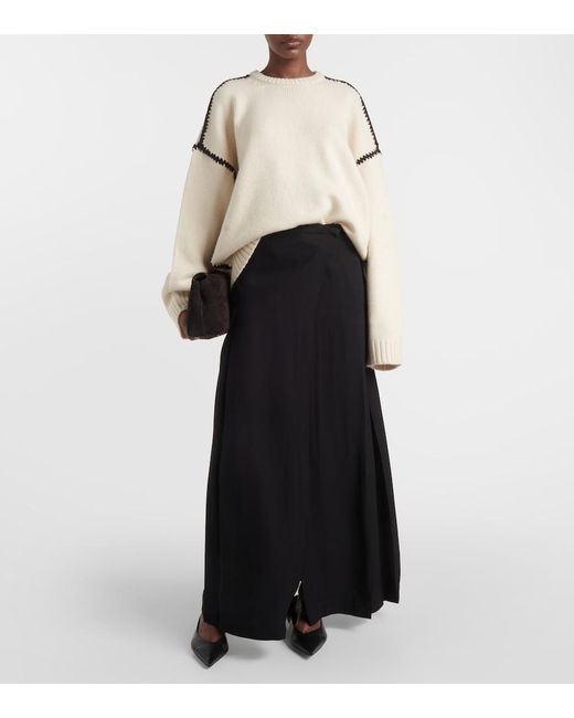 Totême Black Wrap Crepe Maxi Skirt