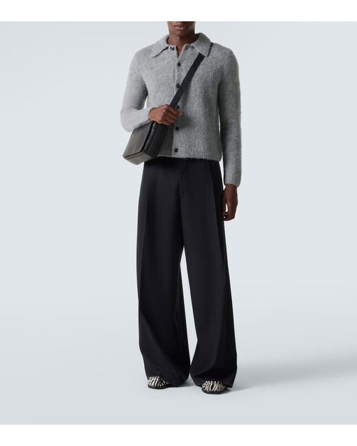 Dries Van Noten Gray Alpaca And Wool-Blend Cardigan for men