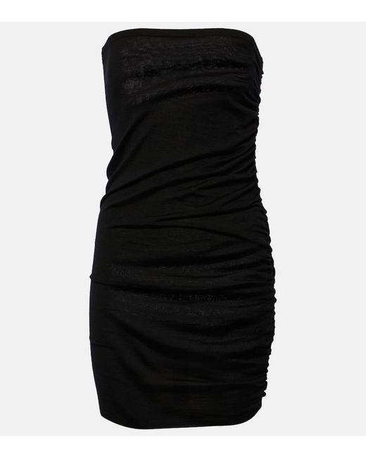 Isabel Marant Black Ruched Wool Minidress