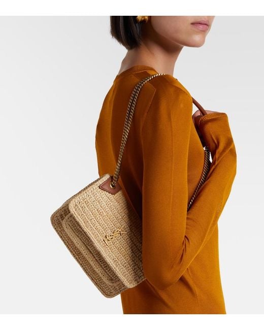 Saint Laurent Natural Niki Mini Raffia Crossbody Bag