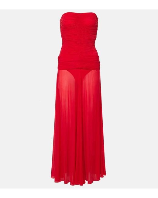 Magda Butrym Red Ruched Cocktail Dress