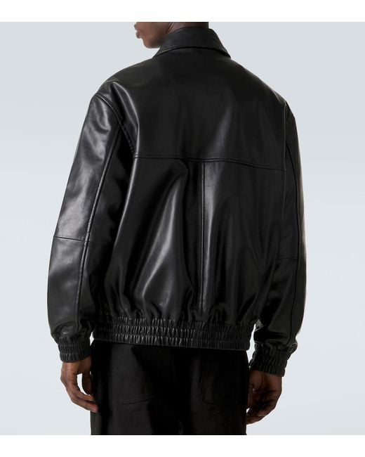 Studio Nicholson Black Piston Leather Blouson Jacket for men