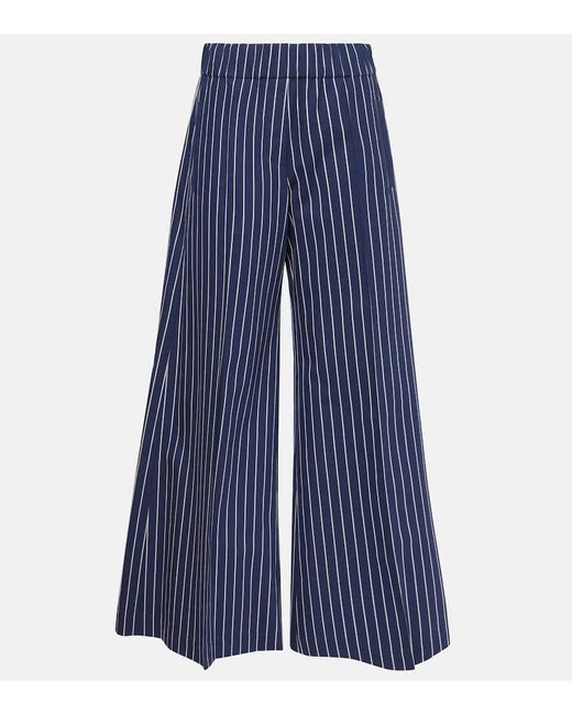 Brunello Cucinelli Blue Weite Hose Aus Baumwolle Und Seide