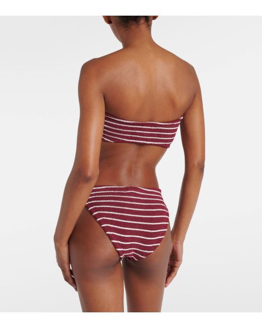 Hunza G Red Jean Striped Bandeau Bikini