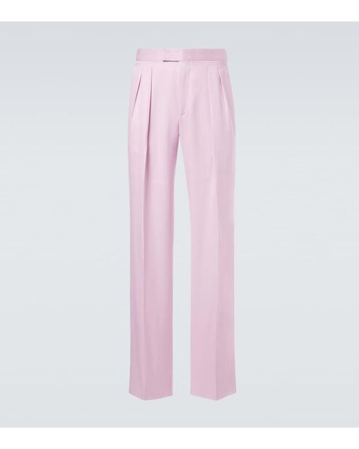 Tom Ford Pink Silk Gabardine Suit Pants for men