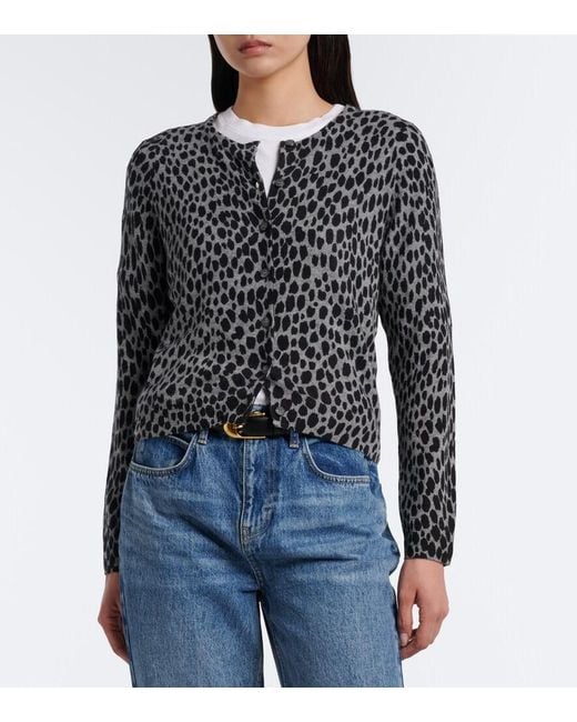 Nili Lotan Black Keelah Leopard-Print Cashmere Cardigan