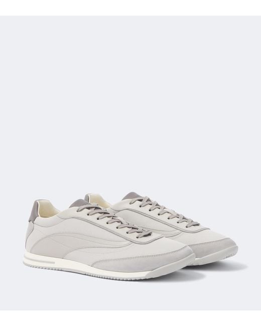 Brunello Cucinelli White Leather-Trimmed Sneakers for men