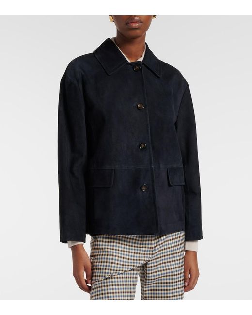 Max Mara Blue Charme Suede Jacket