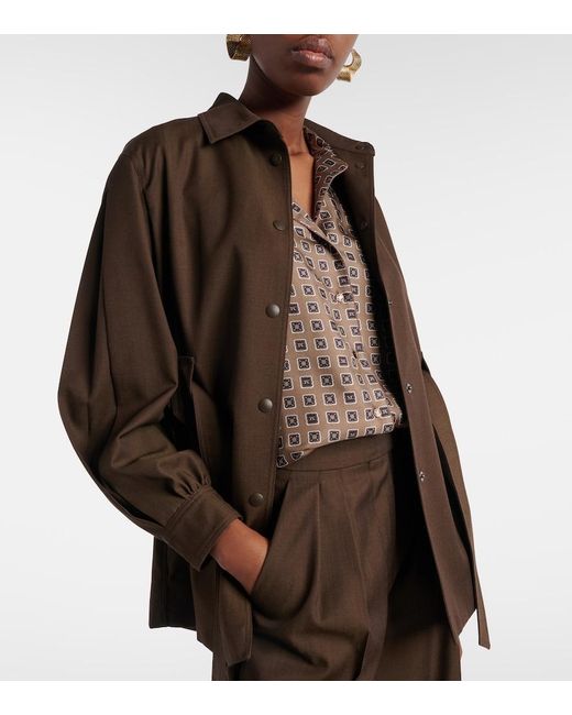 Max Mara Brown Belted Virgin Wool Blazer