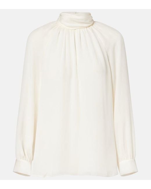 Nili Lotan White Axelle Silk Georgette Blouse