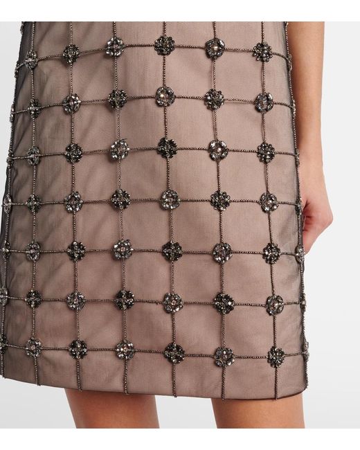 Max Mara Natural Acino Embellished Tulle And Satin Minidress