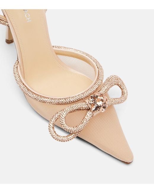Mach & Mach Metallic Double Bow 110 Mesh Slingback Pumps