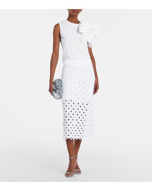 Max Mara White Elegante Taglio Cotton Jersey Top
