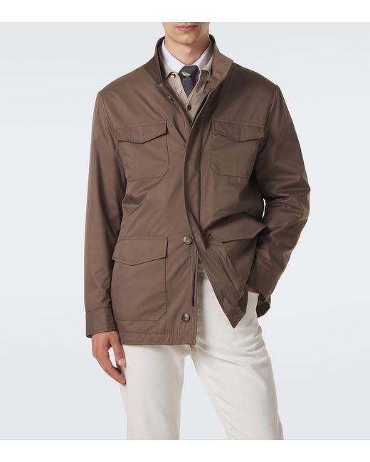 Canali Brown Technical Field Jacket for men