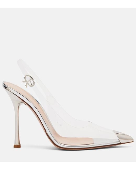 Gianvito Rossi White Diana 105 Slingback Pumps