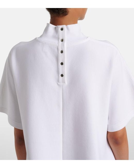 Alaïa White Asymmetric Cotton-Blend Jersey T-Shirt
