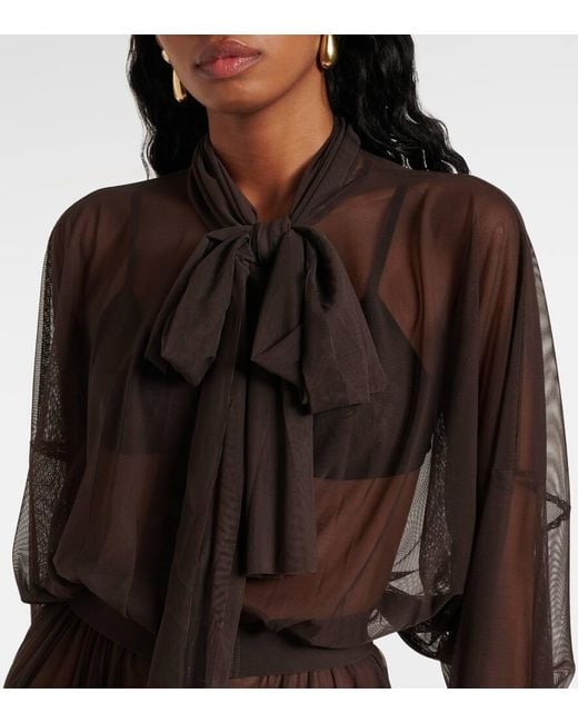 Norma Kamali Black Bow-Detail Flared Gown