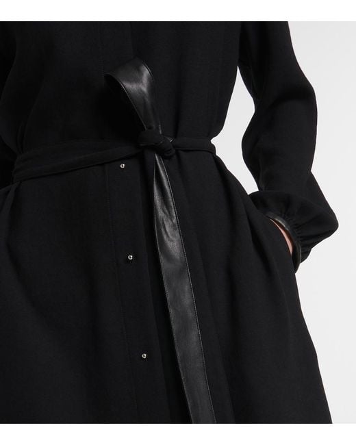 Vince Black Faux Leather-Trimmed Shirt Dress