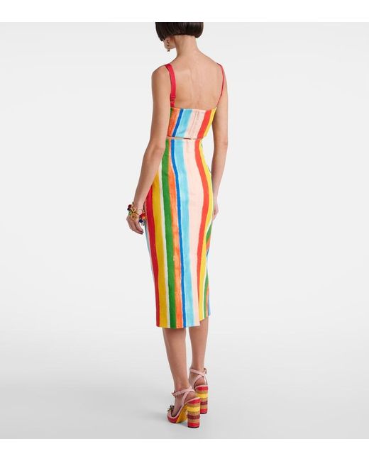 Dolce & Gabbana White Striped Cotton-Blend Tank Top