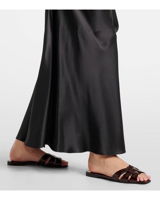Saint Laurent Brown Tribute 05 Leopard-Print Leather Flats