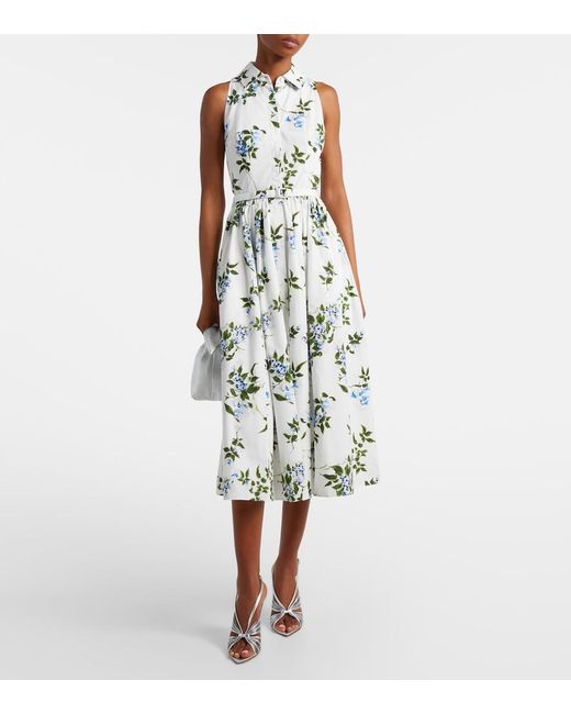 Emilia Wickstead White Norika Belted Floral Cotton Shirt Dress
