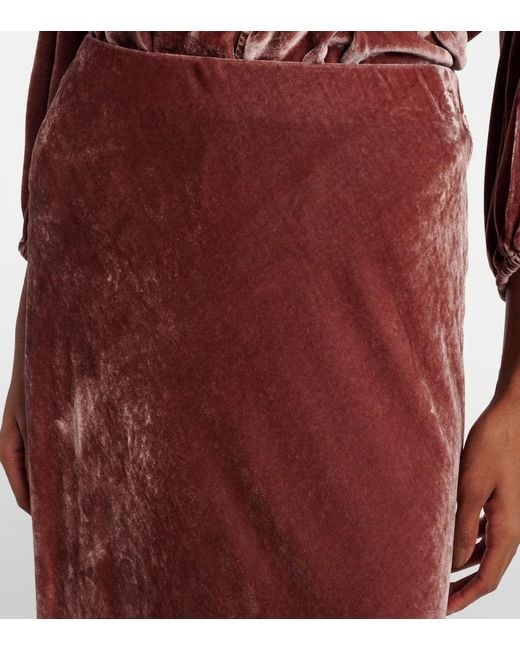Velvet Red Midirock Felicity Aus Samt