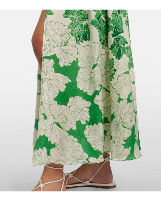 Poupette Green Avril Floral Halterneck Satin Maxi Dress