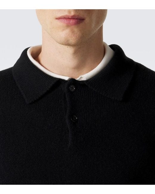 Lisa Yang Black Rufus Cashmere Polo Sweater for men