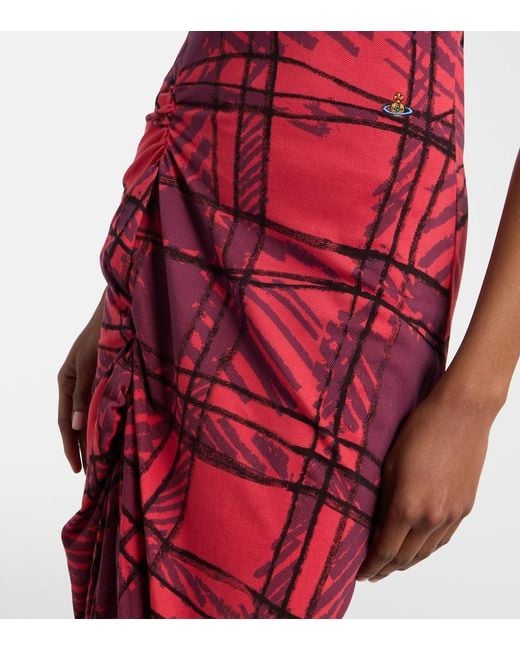 Vivienne Westwood Red Long Monday Checked Cotton Polo Dress