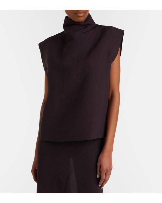Alaïa Black Poplin Turtleneck Top