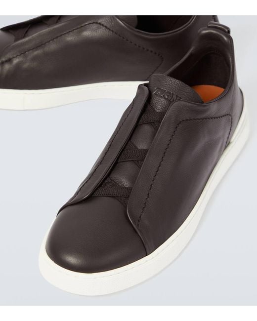 Zegna Sneakers Triple Stitch Aus Leder in Brown für Herren
