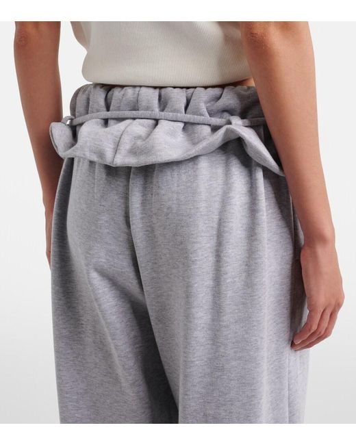Magda Butrym Gray Ruffled Cotton-Blend Sweatpants
