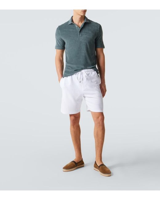 Fedeli White Cotton Terry Shorts for men
