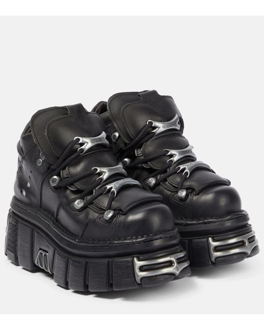 Vetements X New Rock Leather Platform Sneakers in Black | Lyst